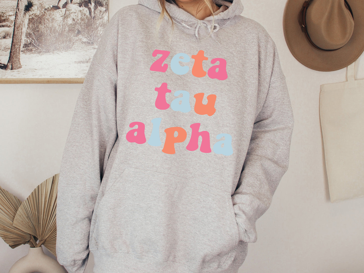 Zeta Tau Alpha Vividly Vibrant Sorority Hoodie _ 3174g