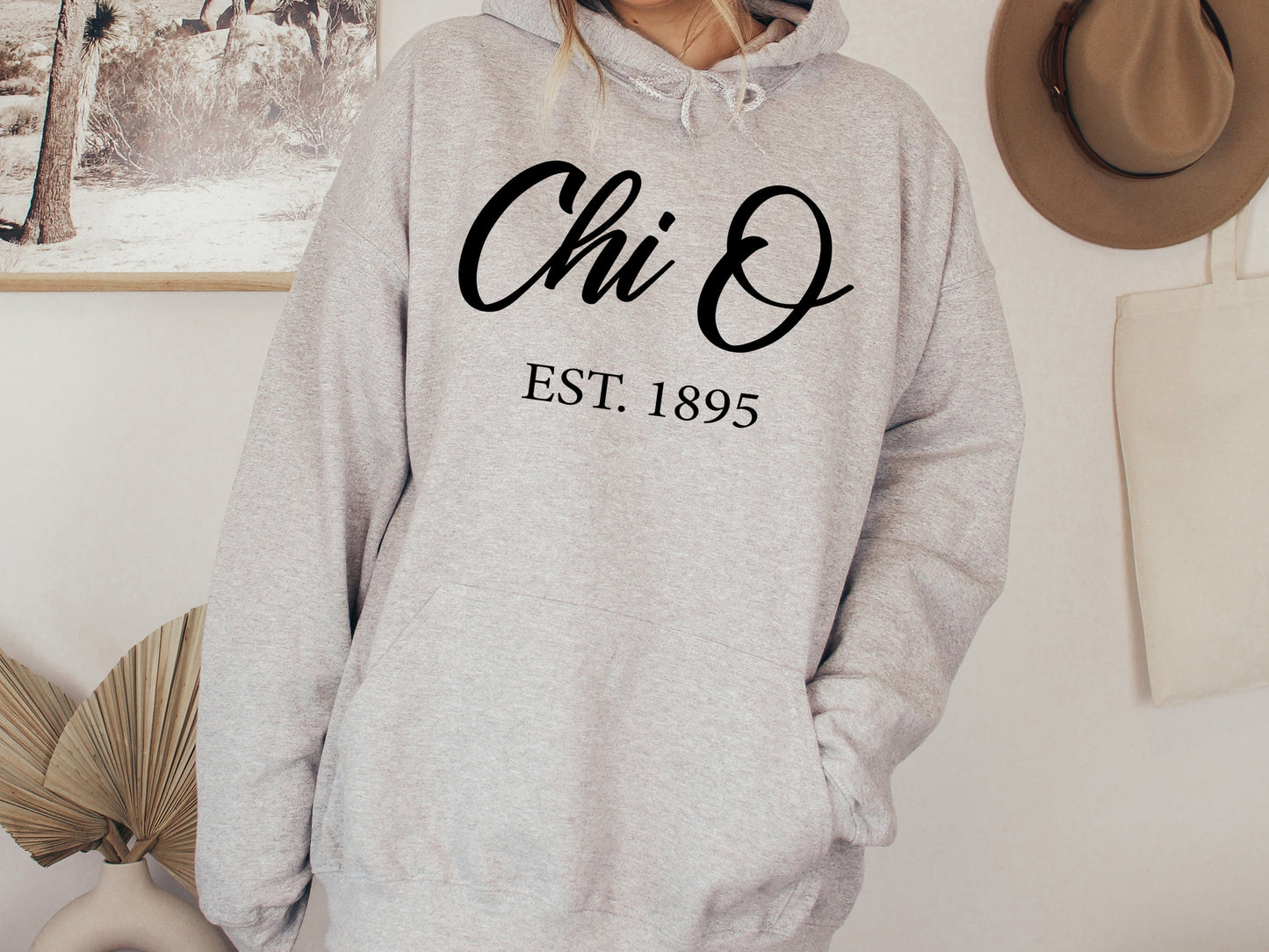 Chi Omega Black Flowy Sorority Hoodie _ 86g
