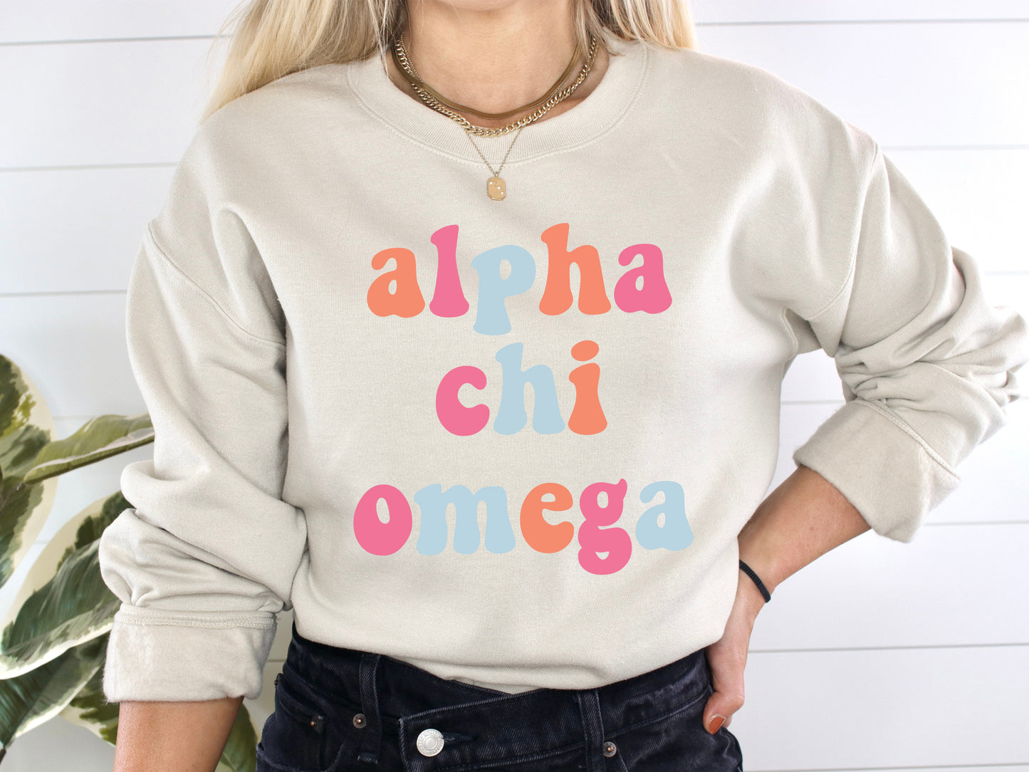 Alpha Chi Omega Vividly Vibrant Sorority Sweatshirt _ 3149g