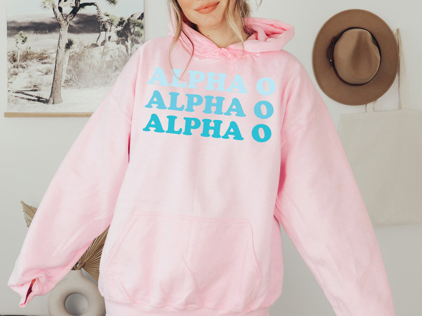 Alpha Omicron Pi Touch of Blue Sorority Hoodie _ 2581g