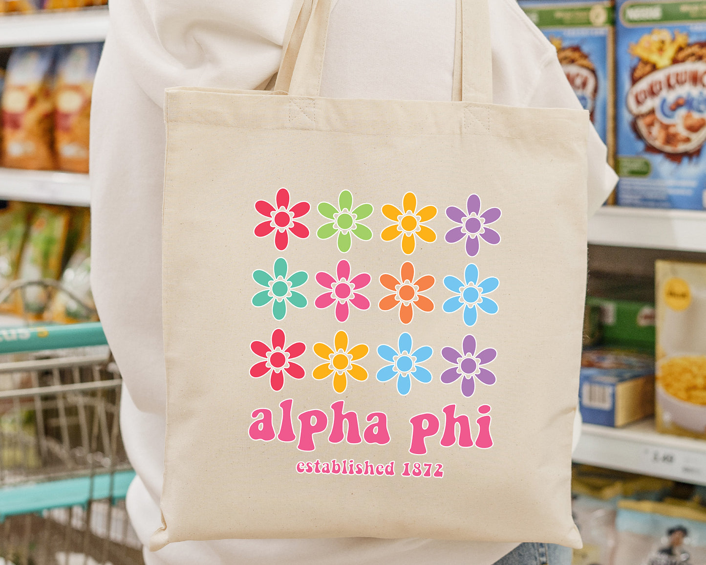 Alpha Phi Floral Bloom Sorority Tote Bag _ 34520g