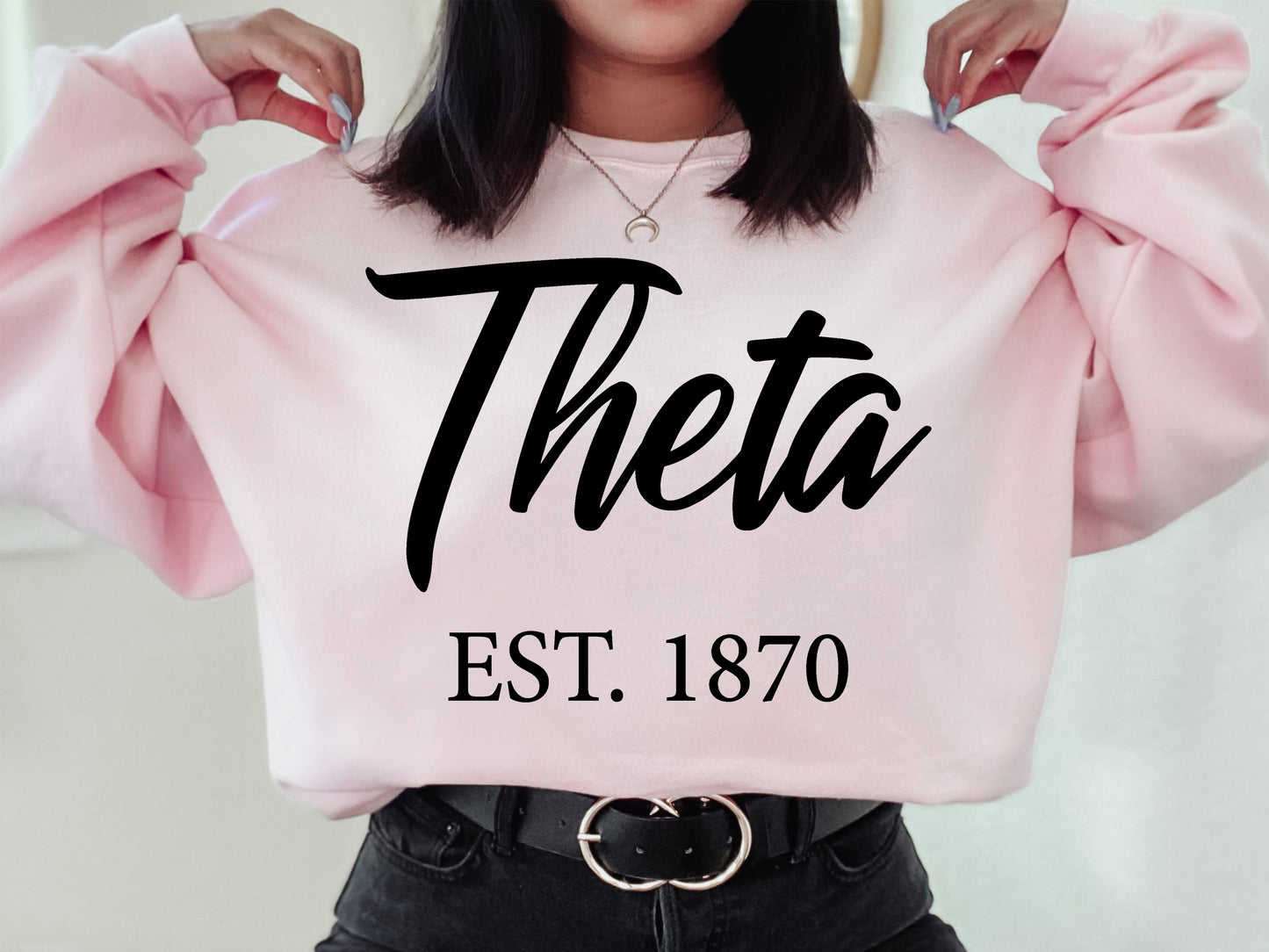 Kappa Alpha Theta Black Flowy Sorority Sweatshirt _ 92g