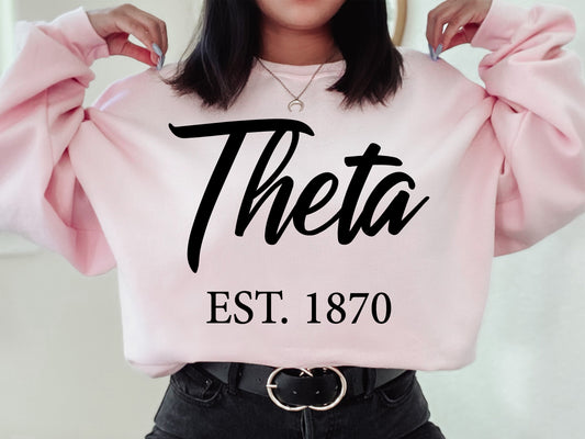 Kappa Alpha Theta Black Flowy Sorority Sweatshirt _ 92g