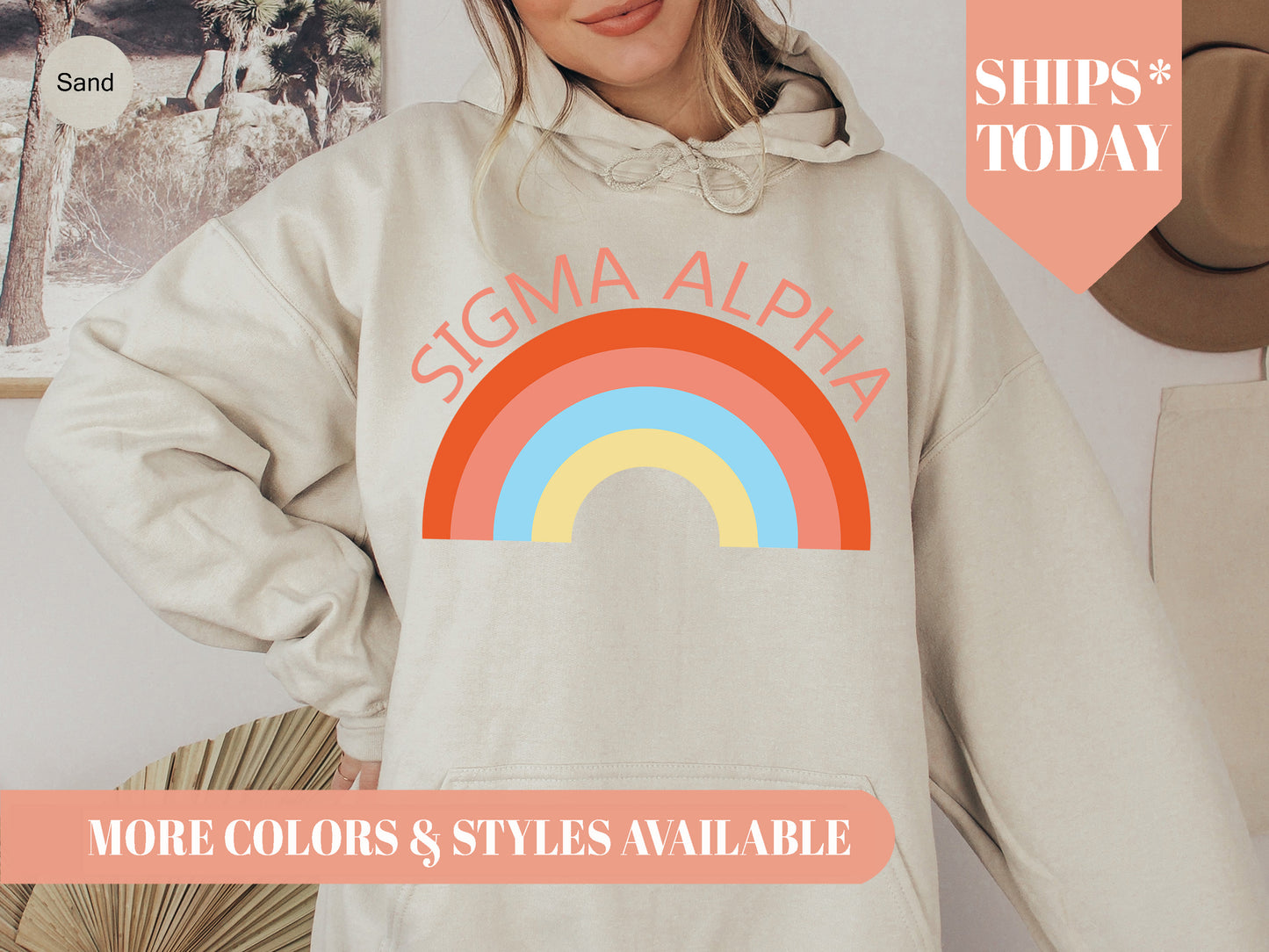 Sigma Alpha Colorful Rainbow Sorority Hoodie _ 3463g
