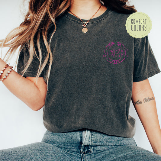 Alpha Epsilon Phi Stamped Comfort Colors Sorority T-shirt _ 39113g