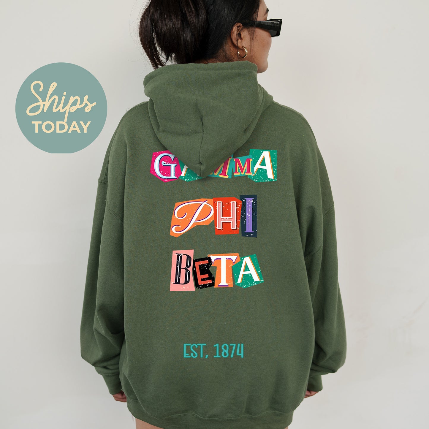 Gamma Phi Beta Letter Cuts Sorority Hoodie _ 35901g