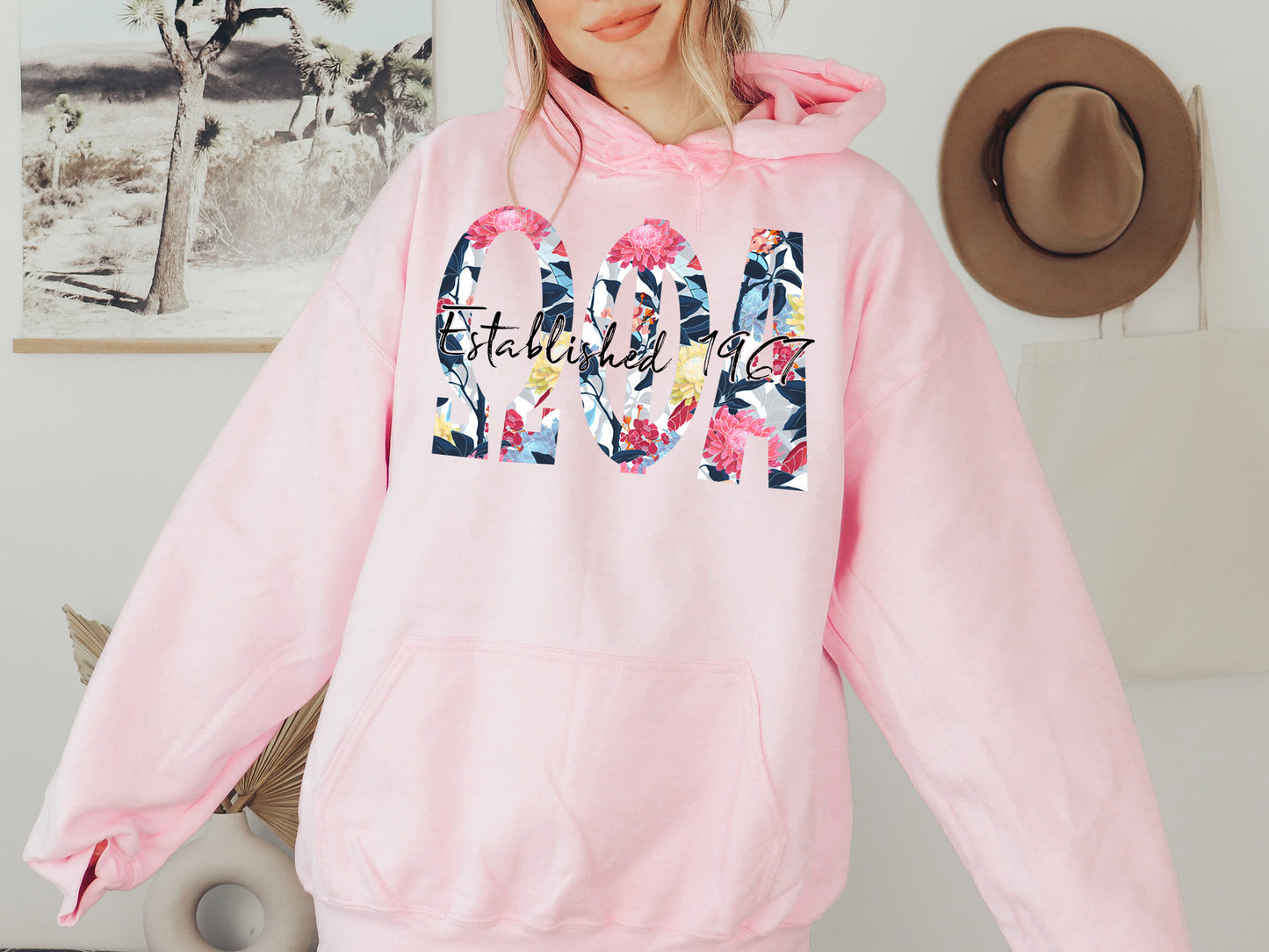 Omega Phi Alpha Floral Block Sorority Hoodie _ 3517g