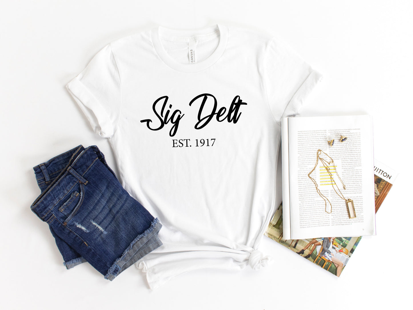 Sigma Delta Tau Black Flowy Sorority T-shirt _ 98g