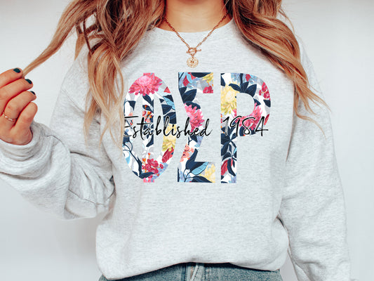 Phi Sigma Rho Floral Block Sorority Sweatshirt _ 3518g