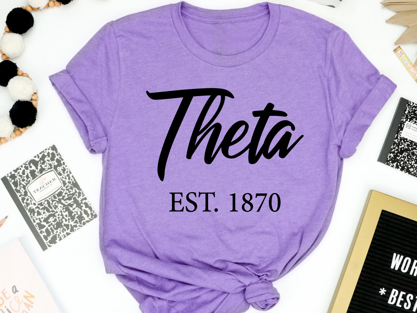 Kappa Alpha Theta Black Flowy Sorority T-shirt _ 92g