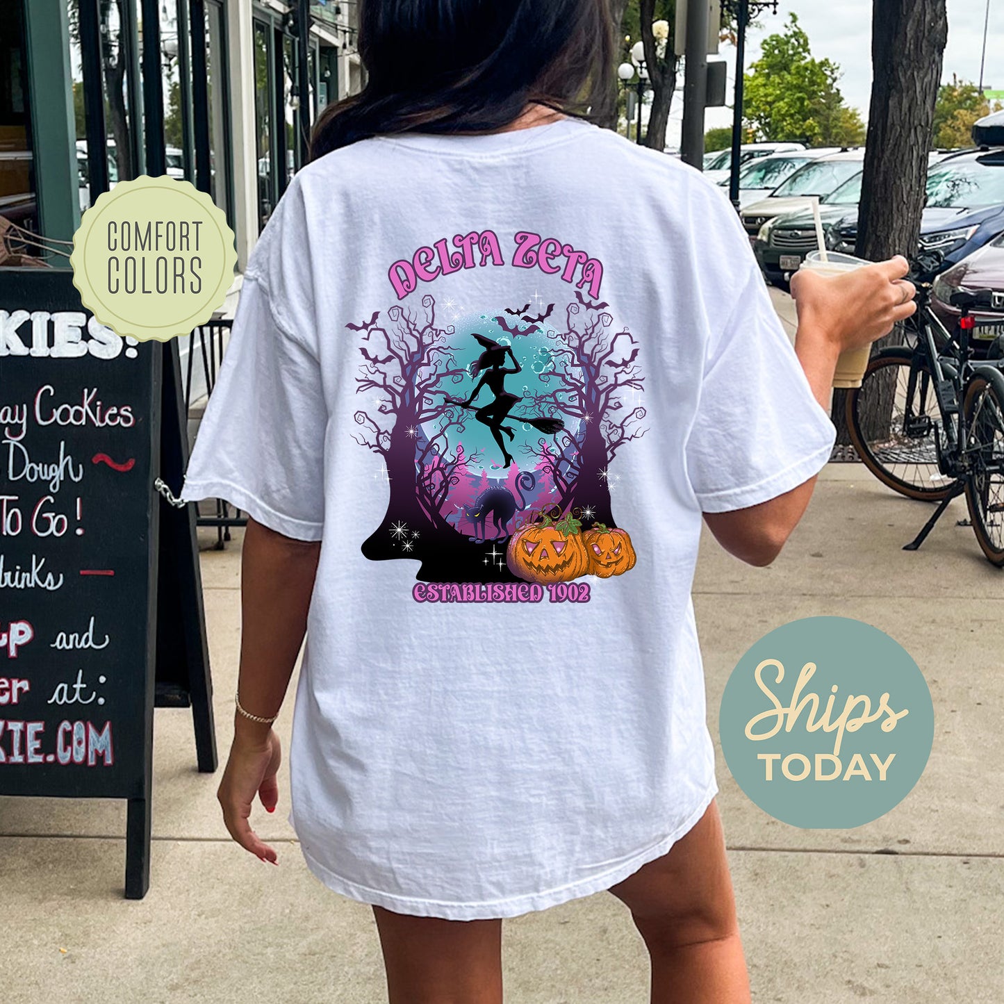 Delta Zeta Halloween Witch Comfort Colors Sorority T-shirt _ 36239g