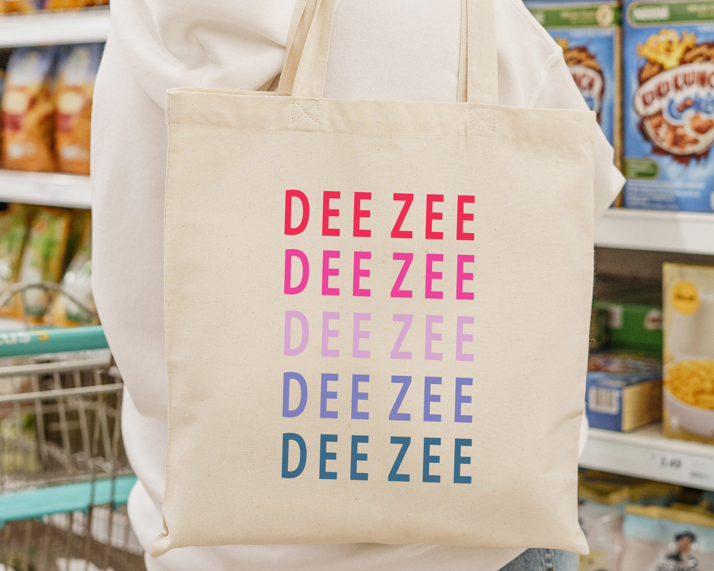 Delta Zeta Bright and Stacked Sorority Tote Bag _ 34398g