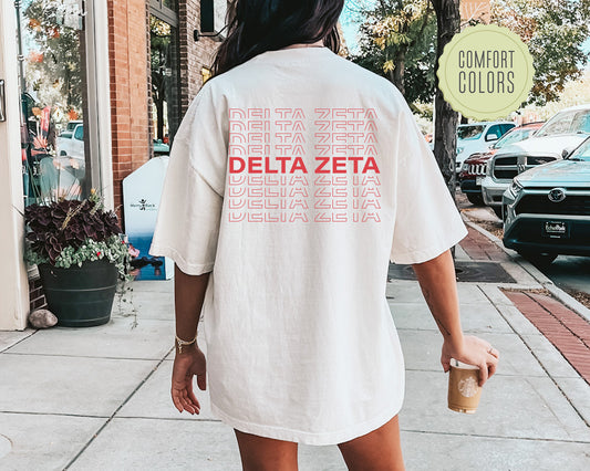 Delta Zeta Repeating Name Comfort Colors Sorority T-shirt _ 33011g