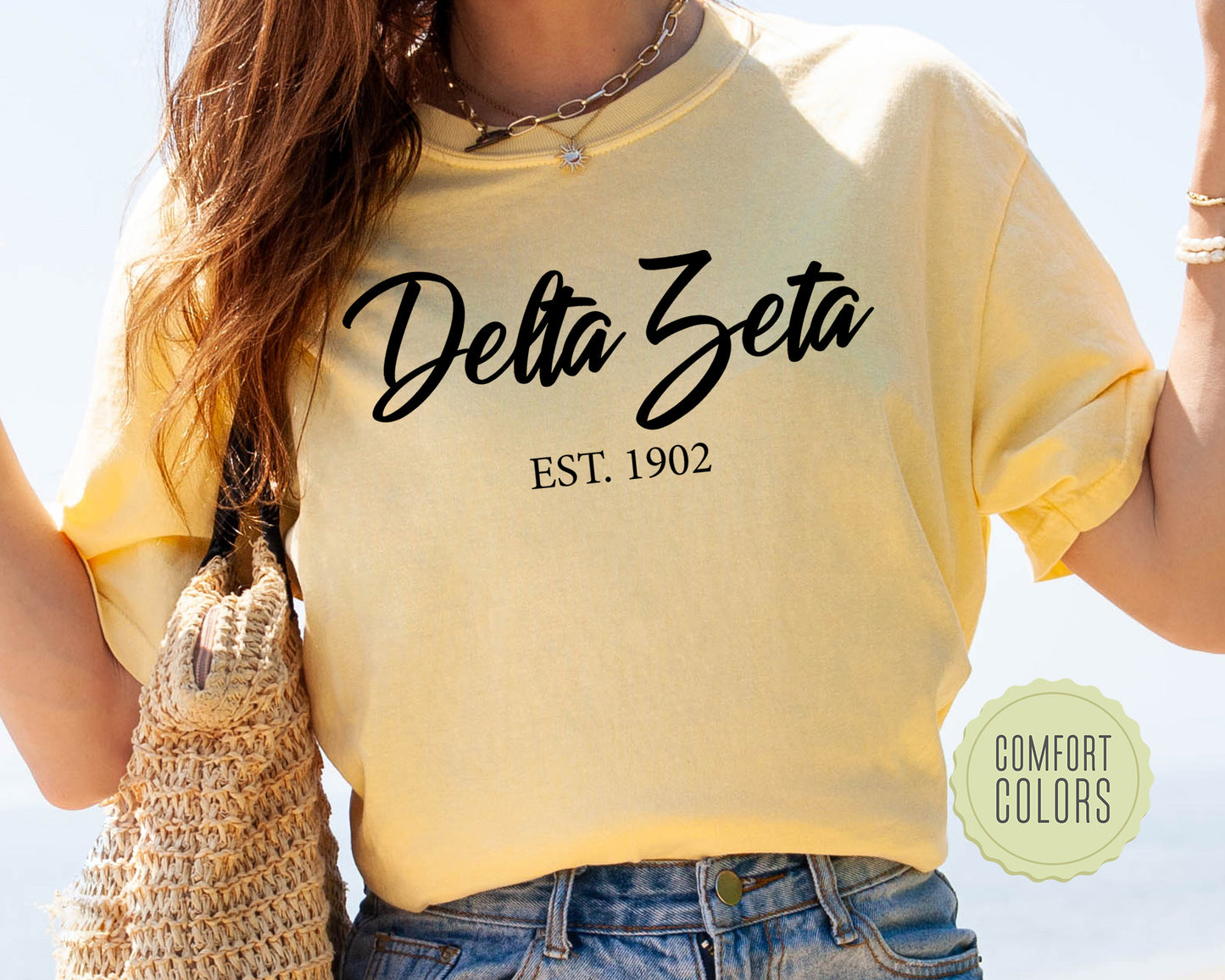 Delta Zeta Black Flowy Comfort Colors Sorority T-shirt _ 90g