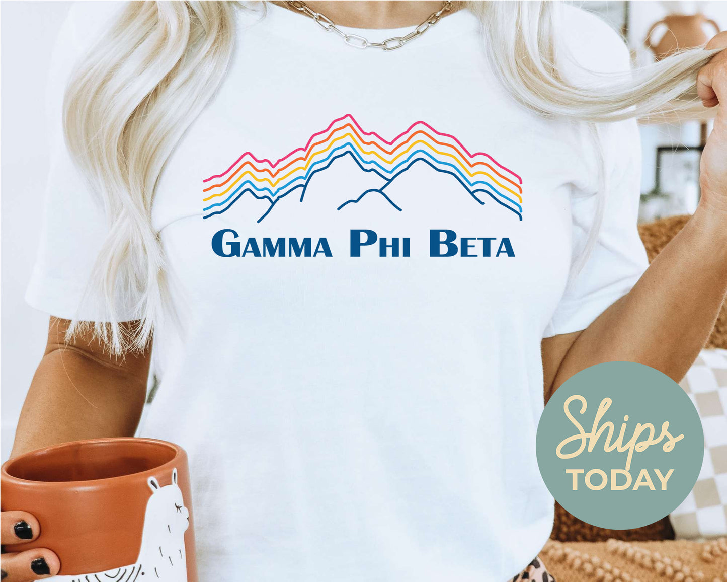 Gamma Phi Beta Rainbow Mountains Sorority T-shirt _ 2643g