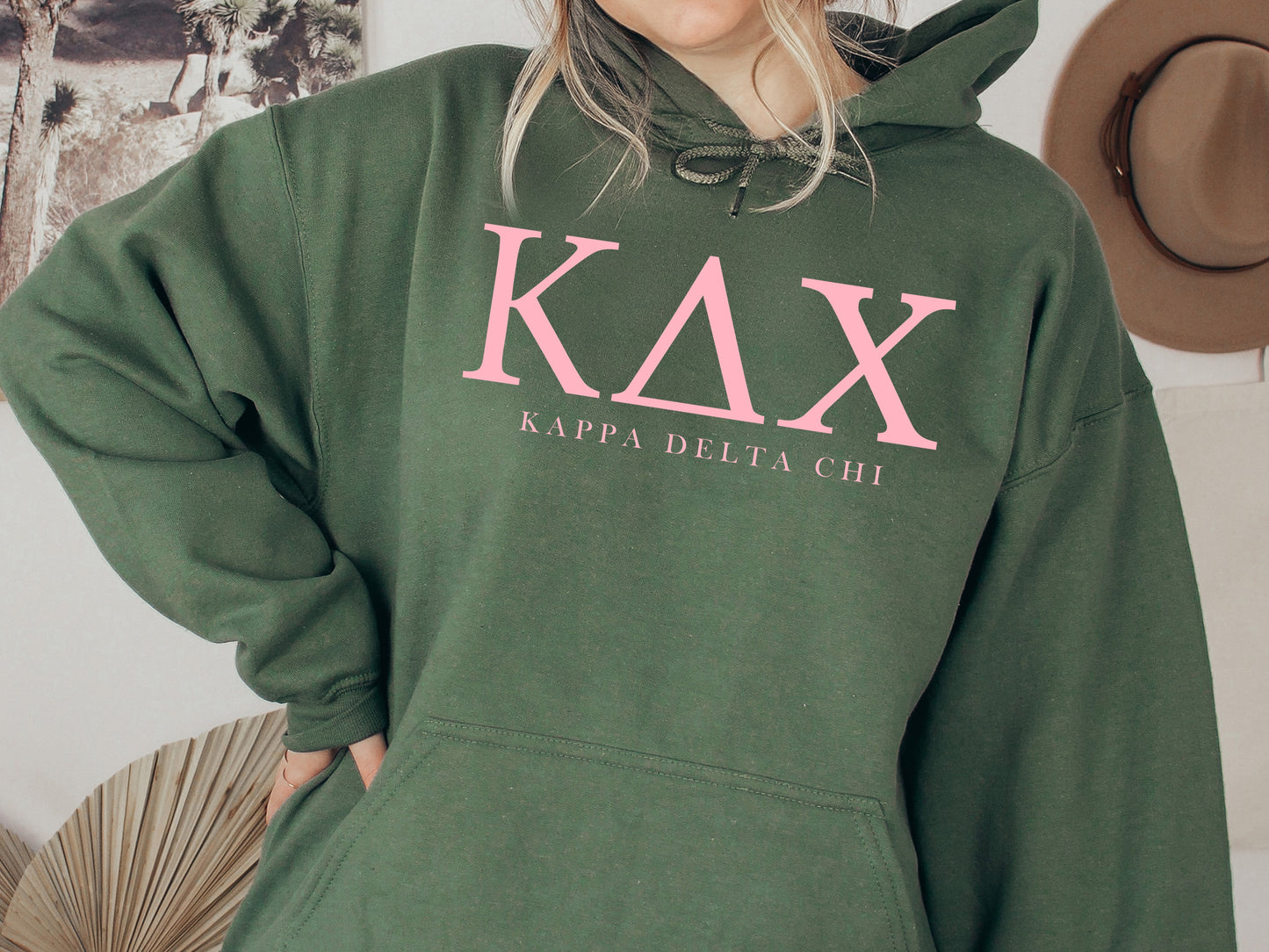 Kappa Delta Chi Pink Letter Sorority Hoodie _ 3486g