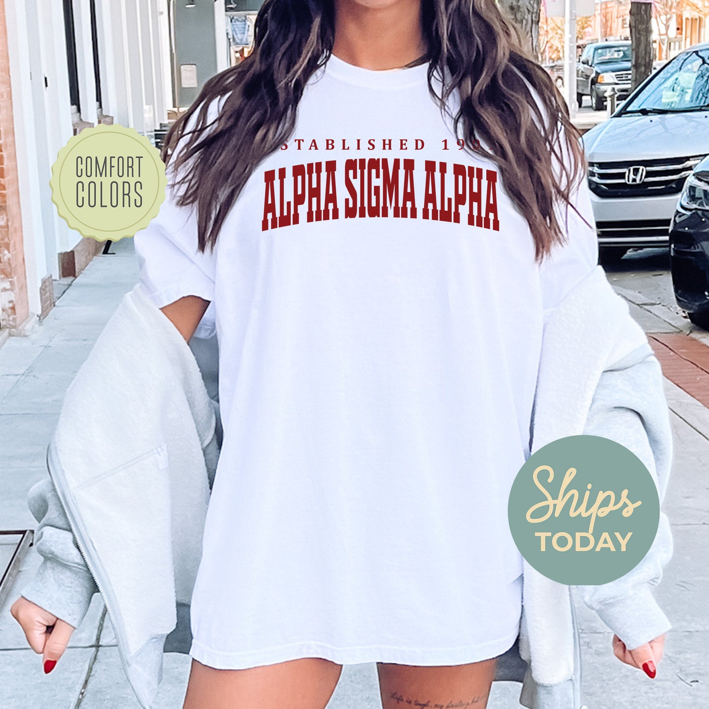 Alpha Sigma Alpha Bold Letters Comfort Colors Sorority T-shirt _ 35126g