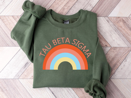 Tau Beta Sigma Colorful Rainbow Sorority Sweatshirt _ 3466g
