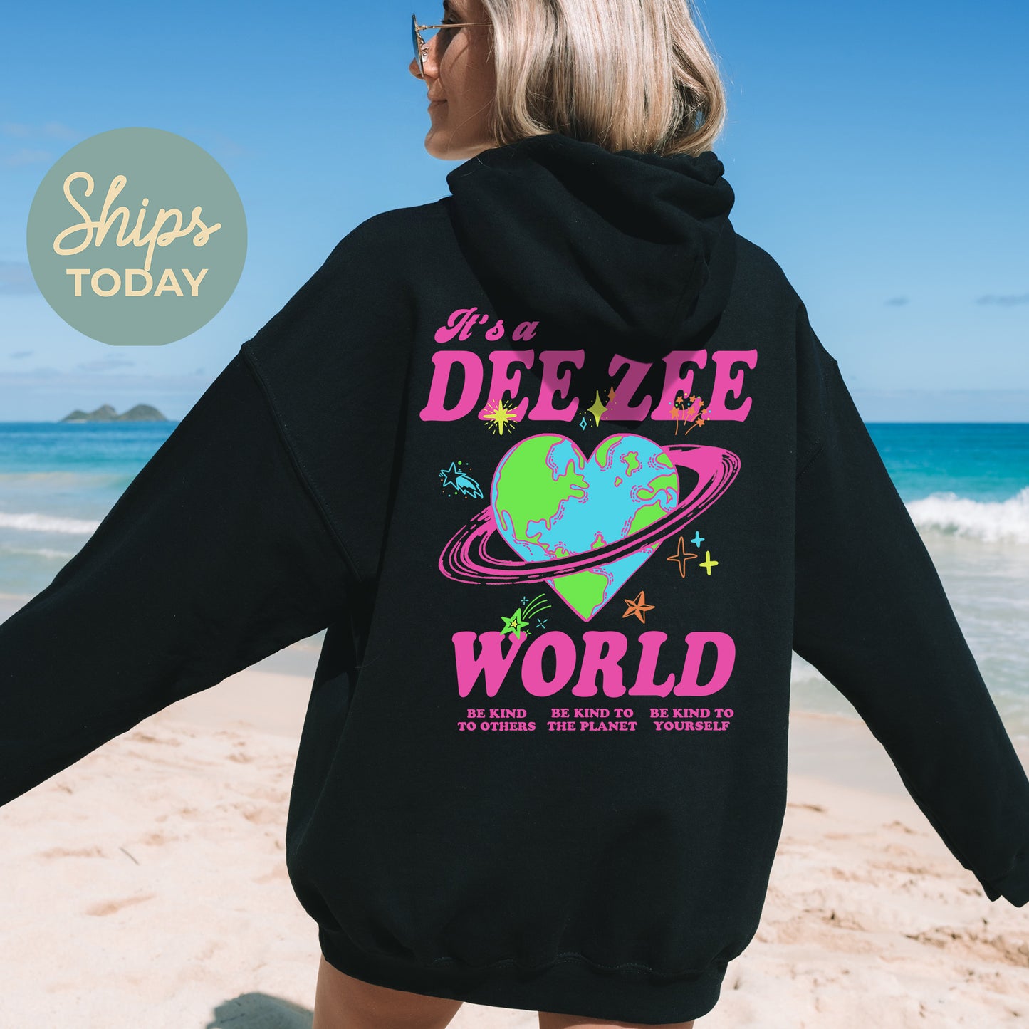 Delta Zeta Pink Planet Sorority Hoodie _ 34243g