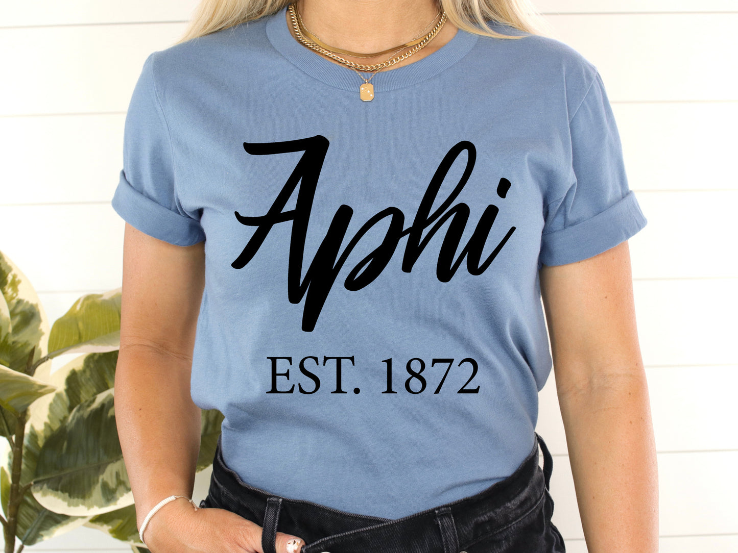 Alpha Phi Black Flowy Sorority T-shirt _ 82g