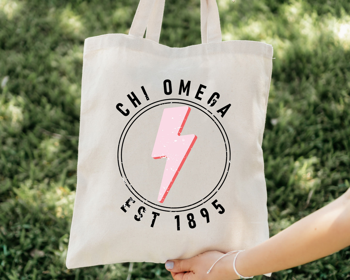 Chi Omega Pinkish Strike Sorority Tote Bag _ 34369g