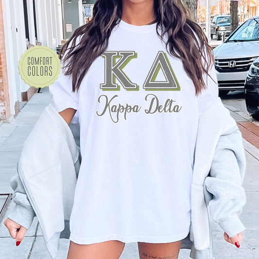 Kappa Alpha Theta Greek Colors Comfort Colors Sorority T-shirt _ 36084g