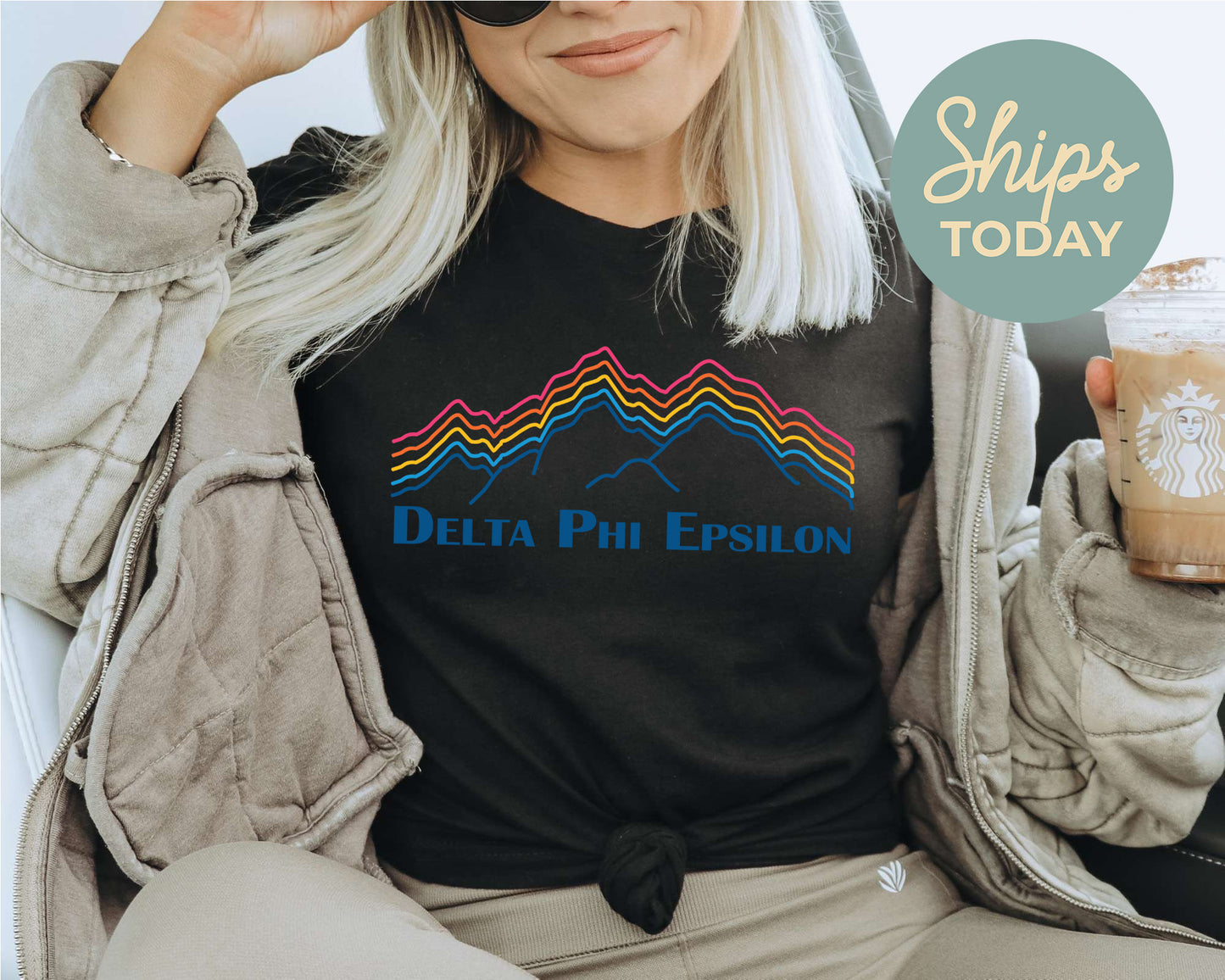 Delta Phi Epsilon Rainbow Mountains Sorority T-shirt _ 2641g