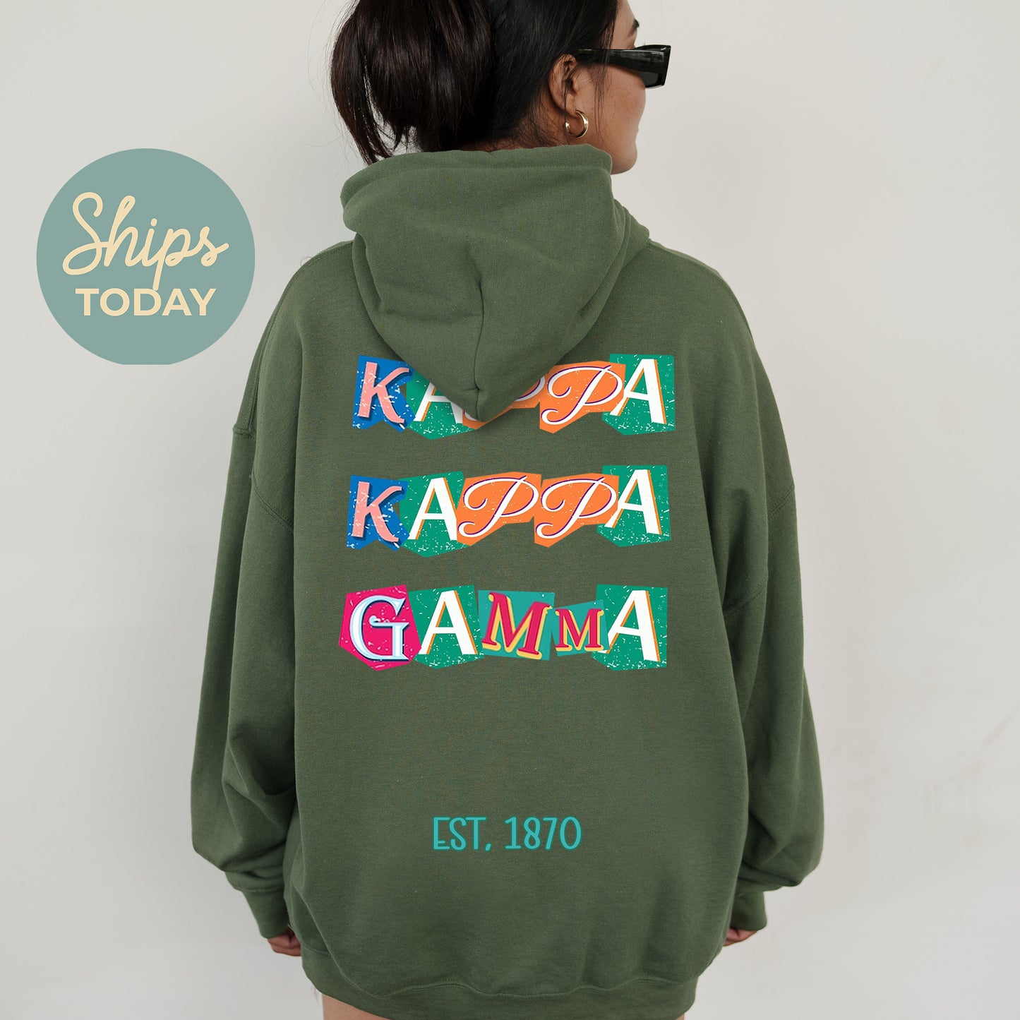 Kappa Kappa Gamma Letter Cuts Sorority Hoodie _ 35904g