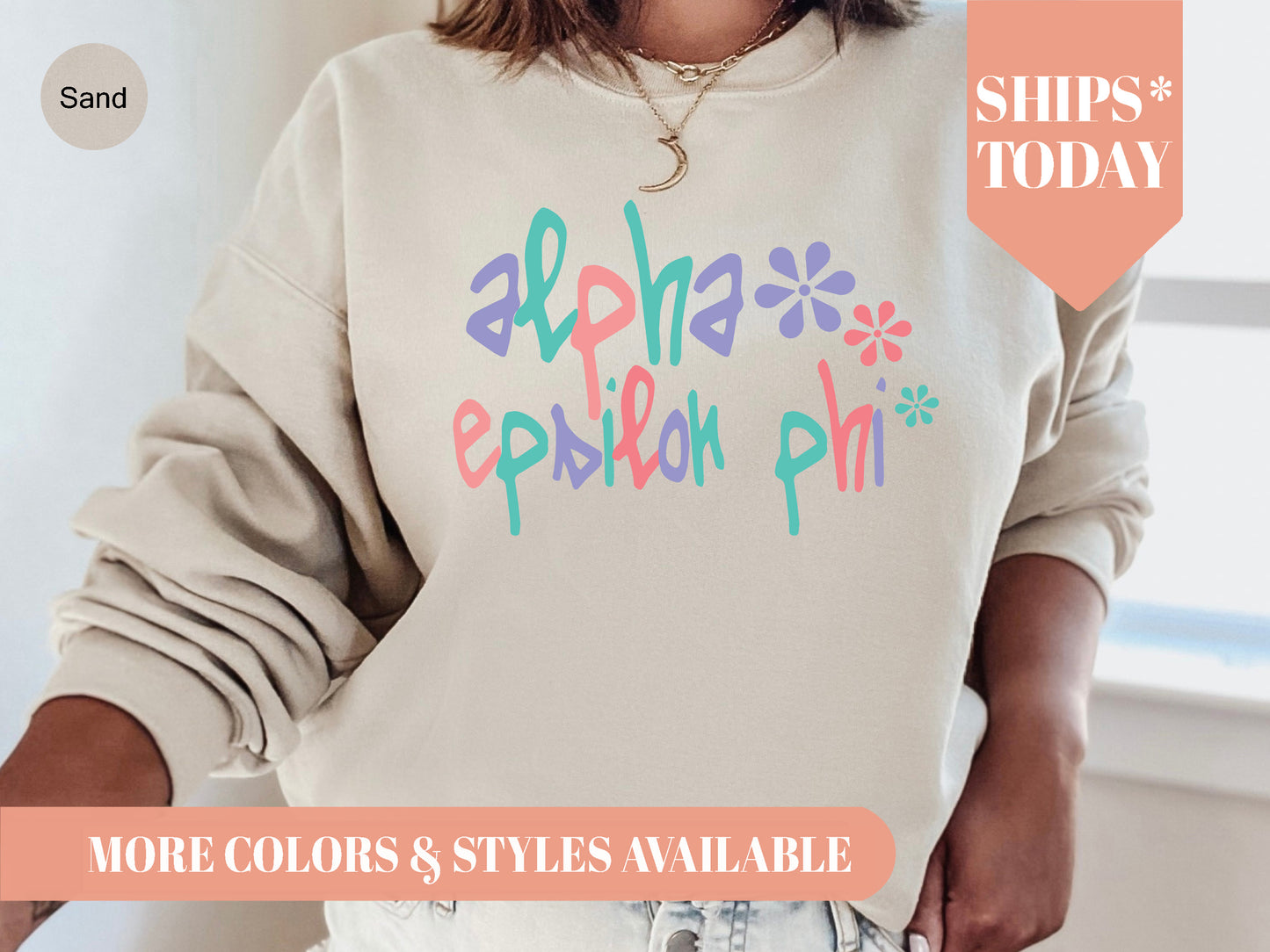 Alpha Epsilon Phi Colorful Floral Sorority Sweatshirt _ 2605g