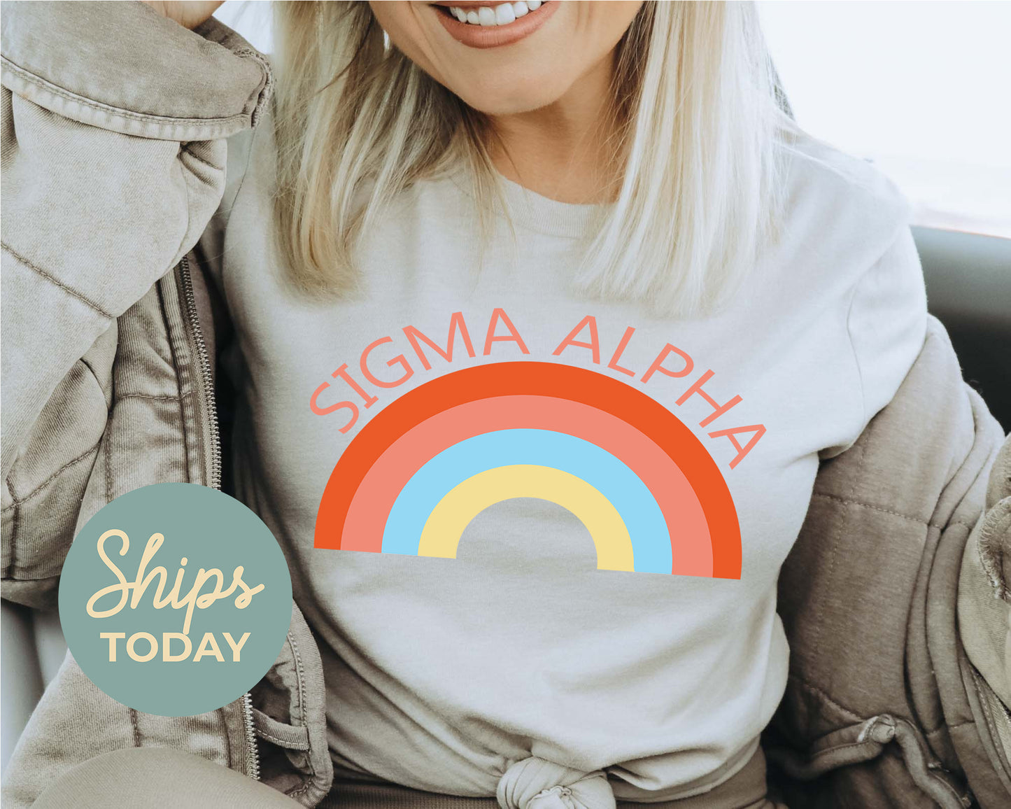 Sigma Alpha Colorful Rainbow Sorority T-shirt _ 3463g