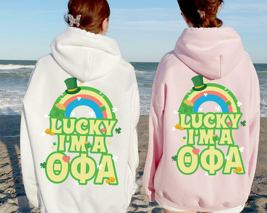 Theta Phi Alpha Lucky Rainbow Sorority Hoodie _ 32892g