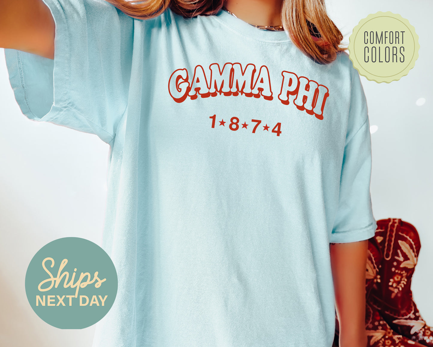 Gamma Phi Beta Red Arch Comfort Colors Sorority T-shirt _ 376g