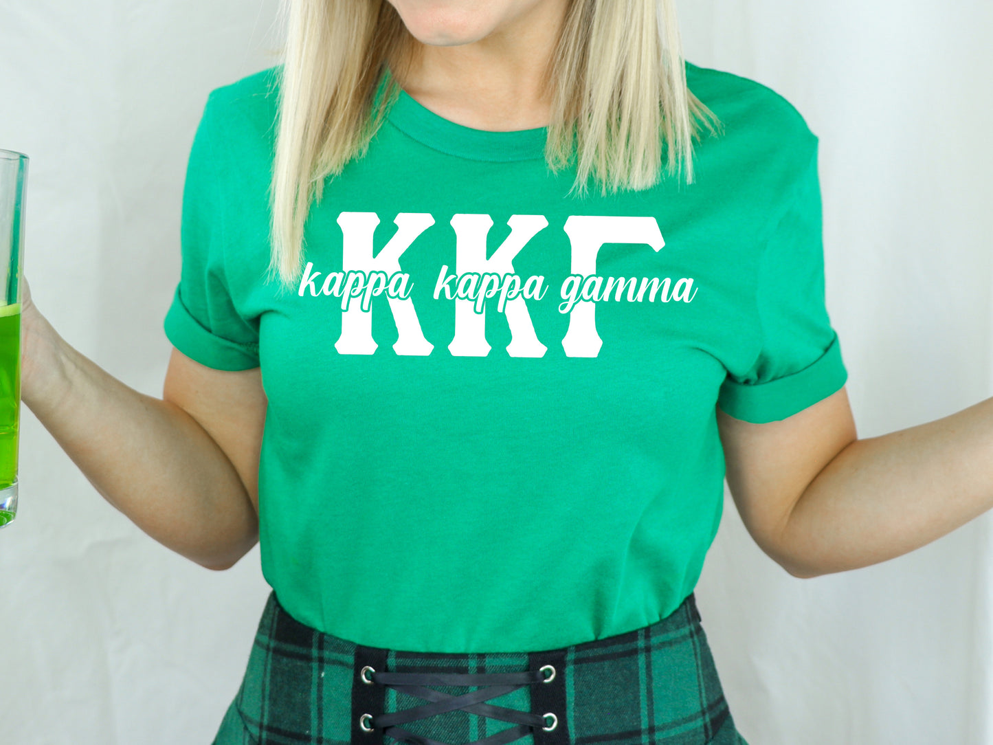 Kappa Kappa Gamma Sliced White Letters Sorority T-shirt _ 2255g