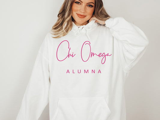Chi Omega Simple and Sweet Alumna Sorority Hoodie _ 501g