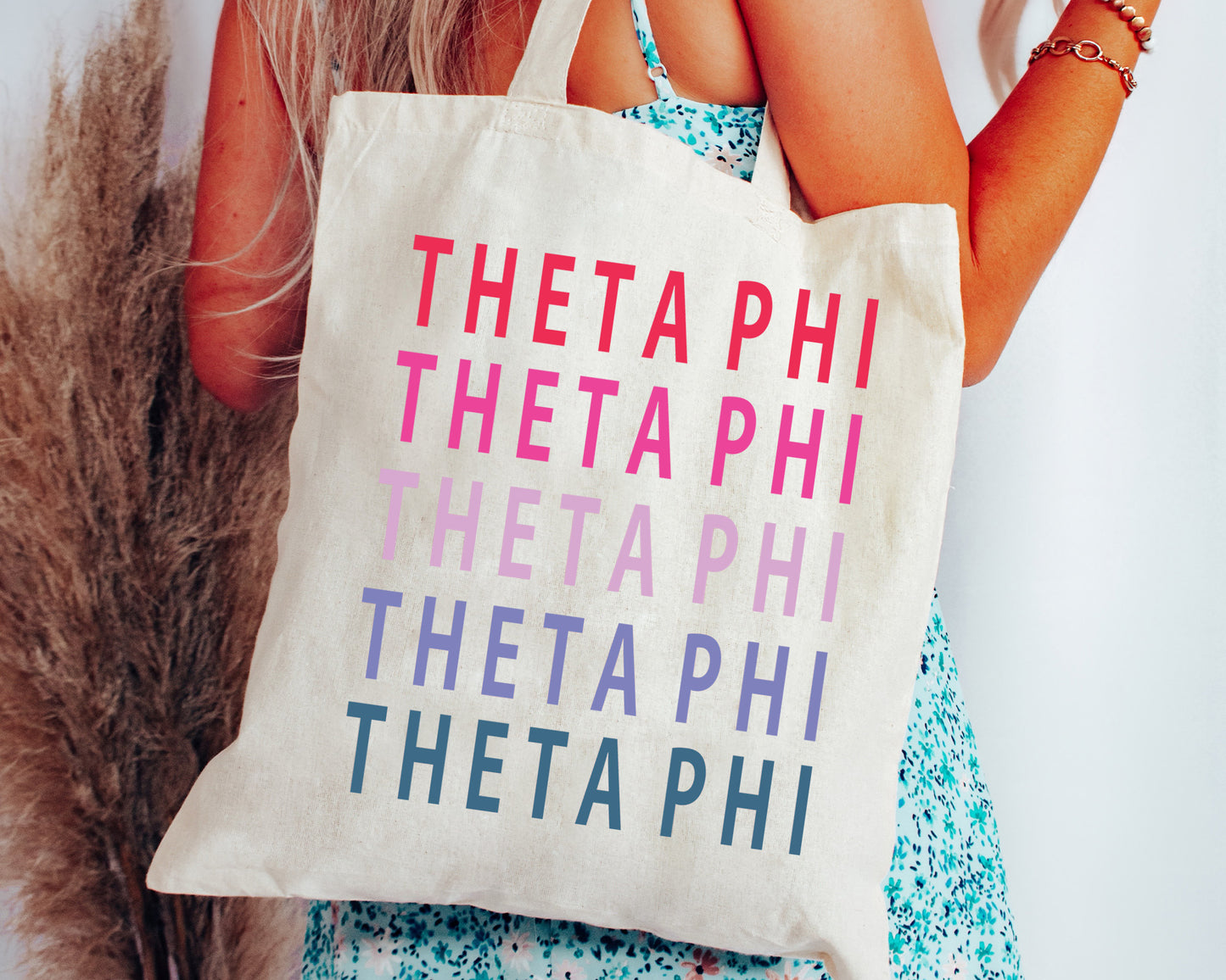 Theta Phi Alpha Bright and Stacked Sorority Tote Bag _ 34409g