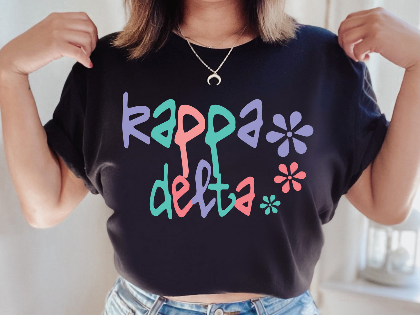 Kappa Delta Colorful Floral Sorority T-shirt _ 2619g