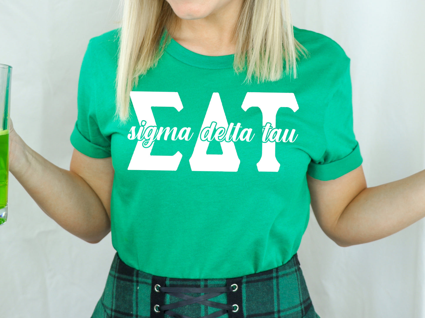 Sigma Delta Tau Sliced White Letters Sorority T-shirt _ 2259g