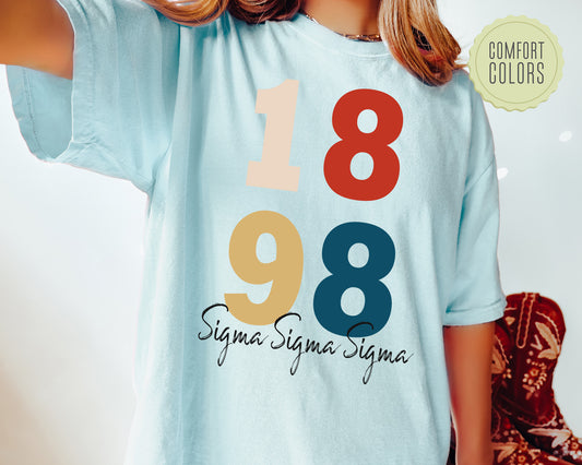 Sigma Sigma Sigma Colorful and Trendy Comfort Colors Sorority T-shirt _ 204g