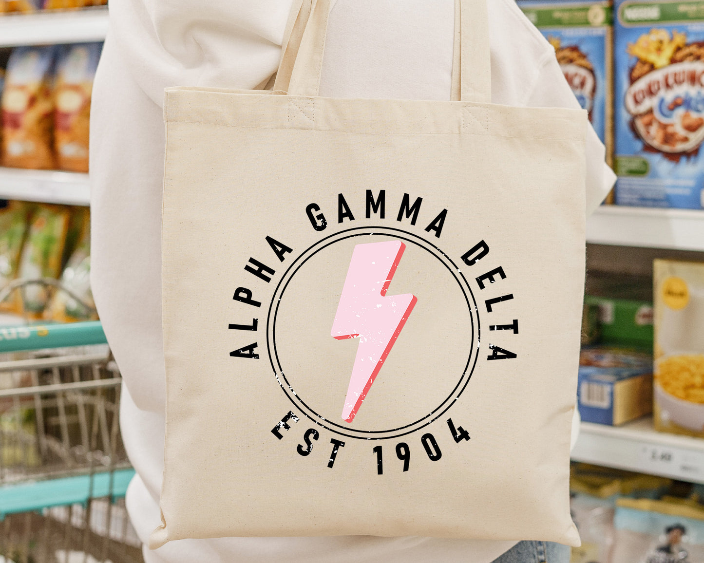 Alpha Gamma Delta Pinkish Strike Sorority Tote Bag _ 34363g