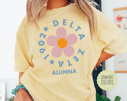Delta Zeta Floral Alumna Comfort Colors Sorority T-shirt _ 2564g