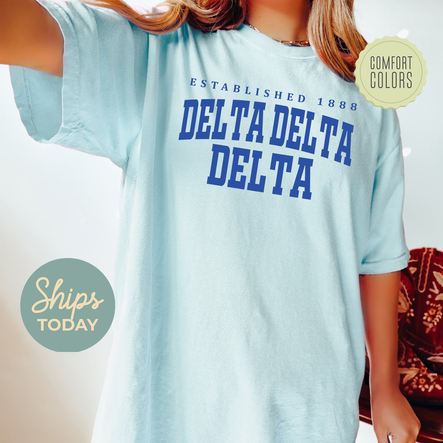 Delta Delta Delta Bold Letters Comfort Colors Sorority T-shirt _ 35130g