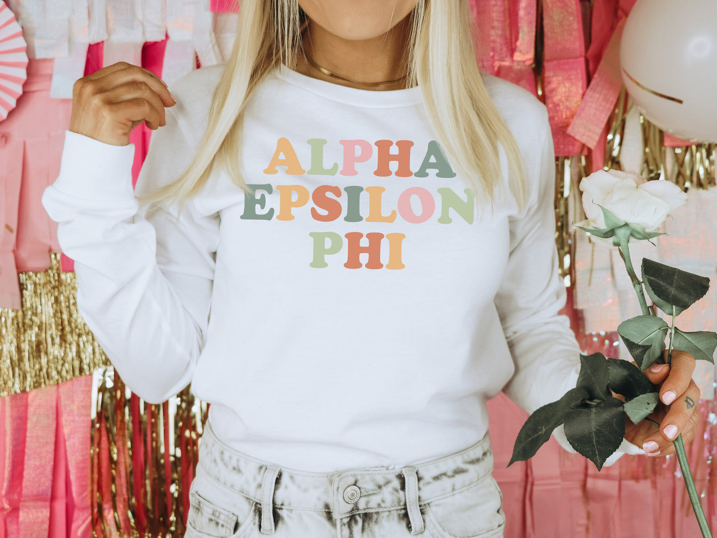 Alpha Epsilon Phi Bright and Proud Sorority Long Sleeve T-shirt _ 416g