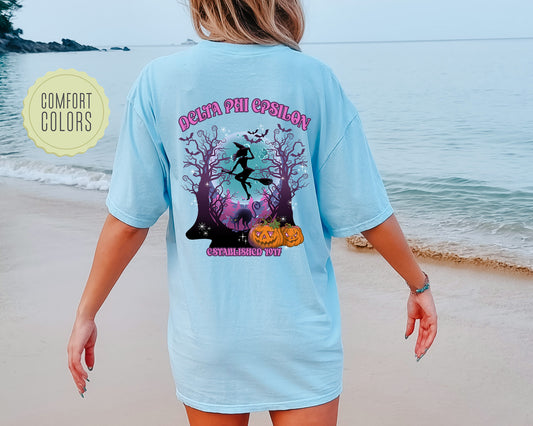 Delta Phi Epsilon Halloween Witch Comfort Colors Sorority T-shirt _ 36238g