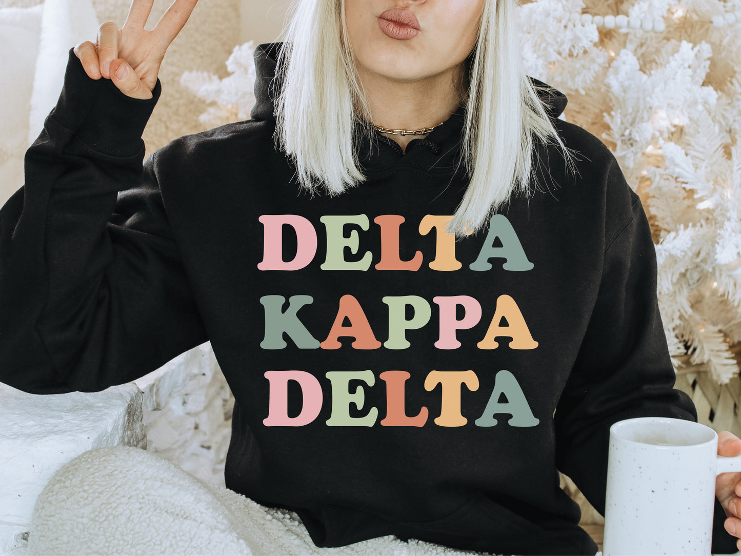 Delta Kappa Delta Bright and Colorful Sorority Hoodie _ 3470g