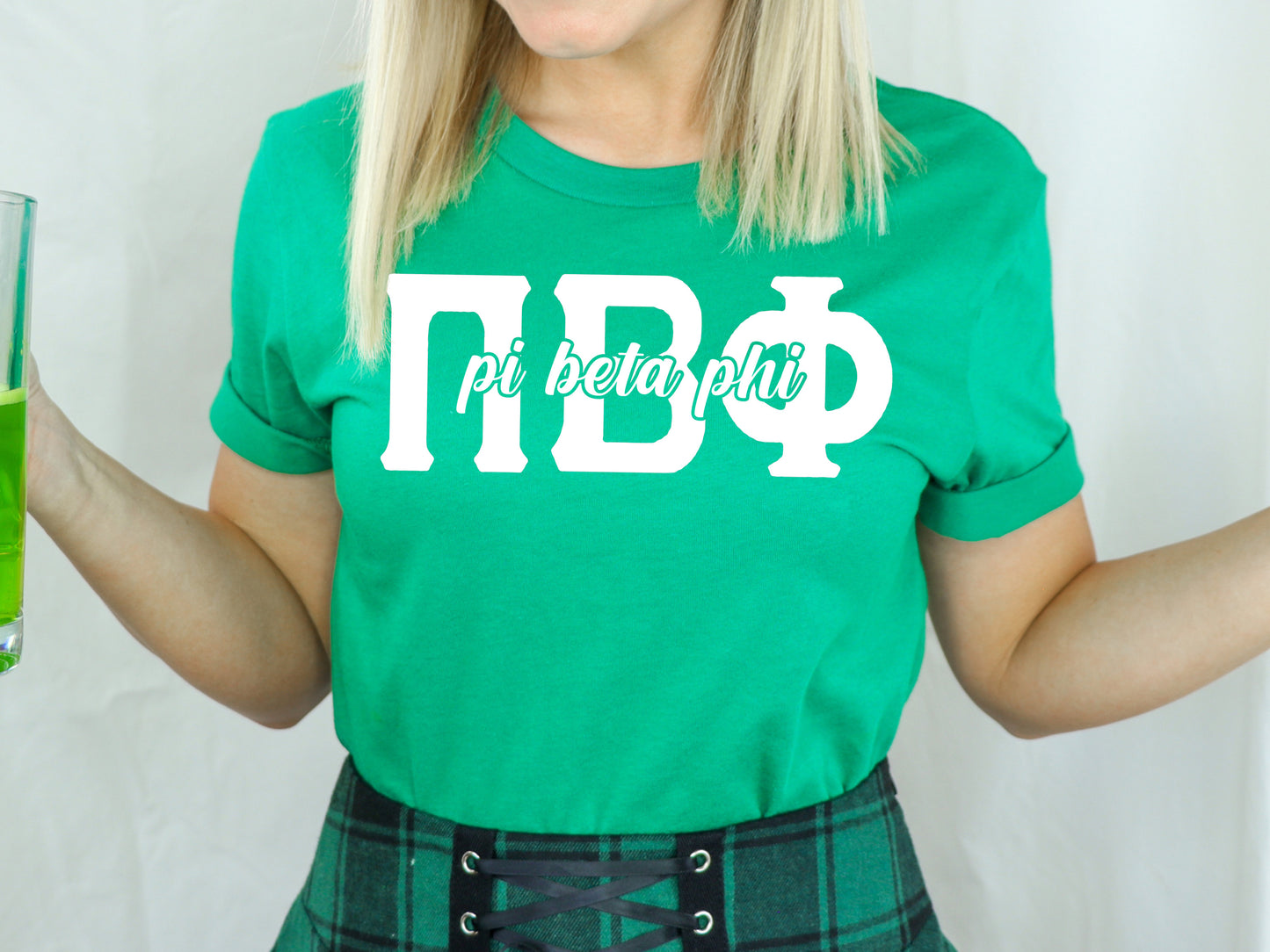 Pi Beta Phi Sliced White Letters Sorority T-shirt _ 2258g