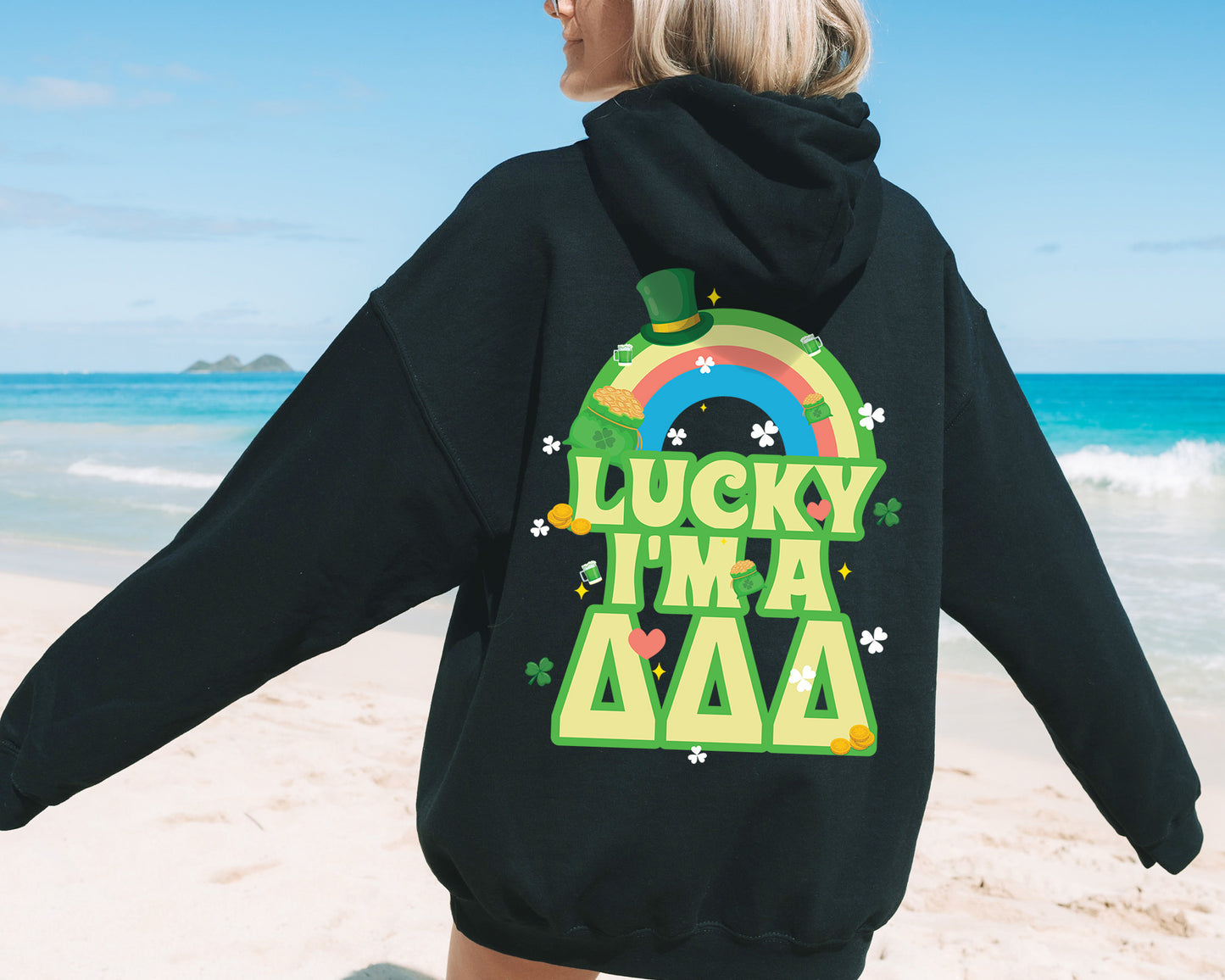 Delta Delta Delta Lucky Rainbow Sorority Hoodie _ 32878g