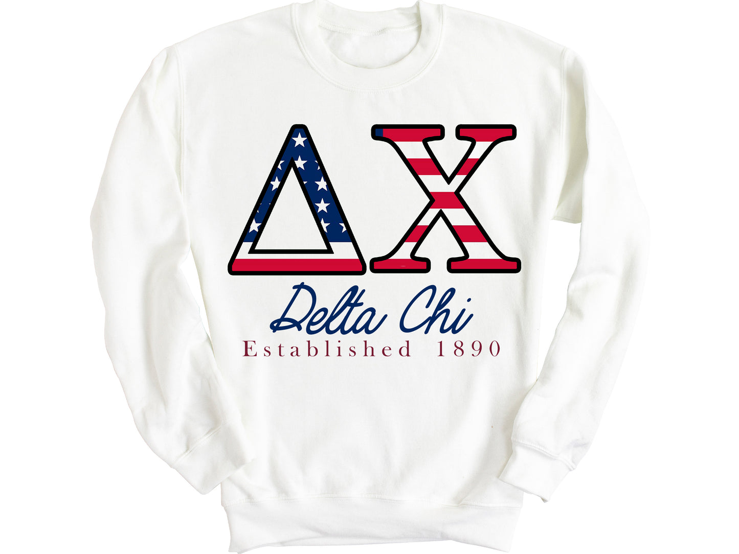 Delta Chi American Flag Letters Fraternity Sweatshirt _ 1161g