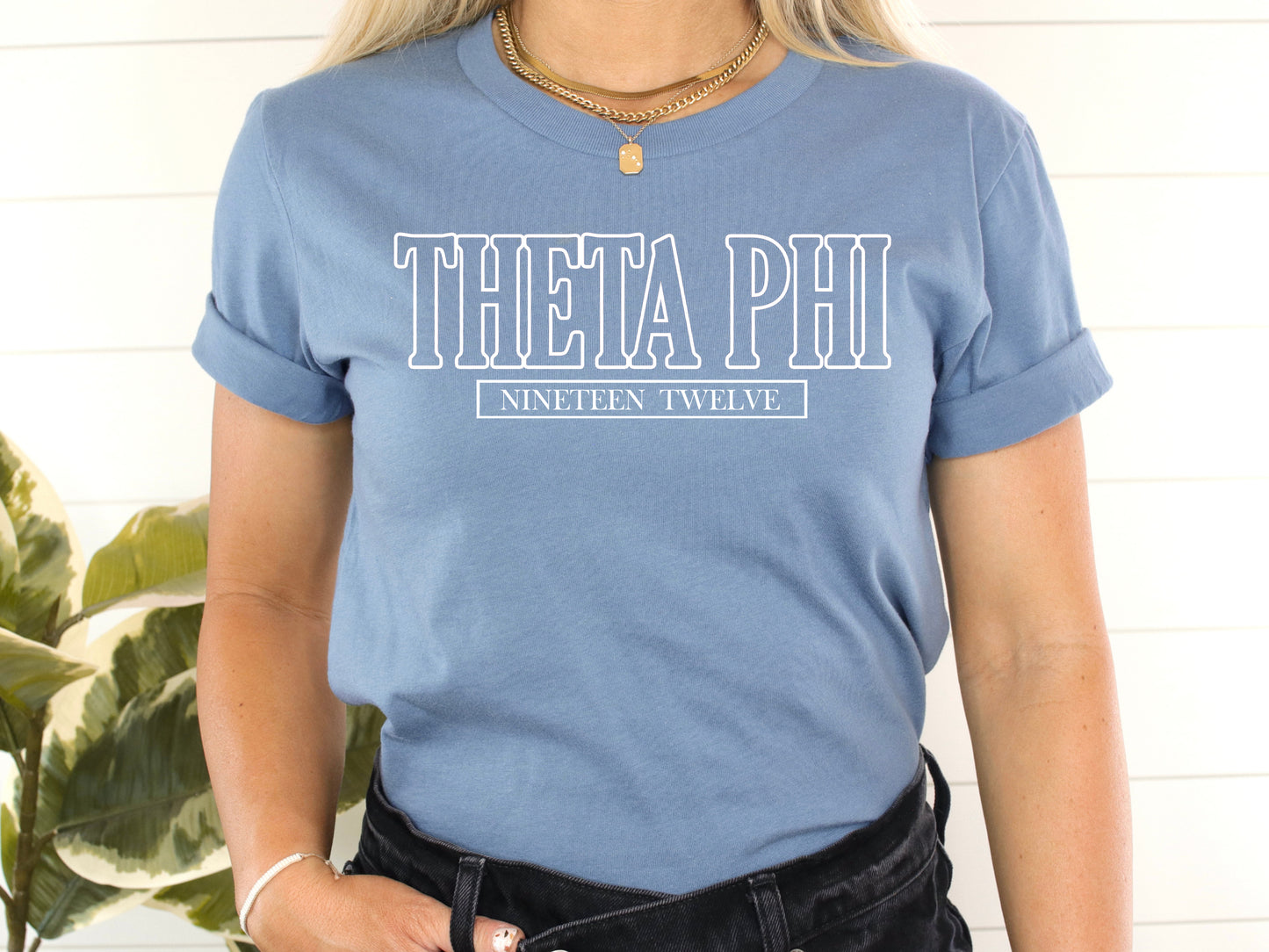Theta Phi Alpha Stencil Stacked Sorority T-shirt _ 2158g