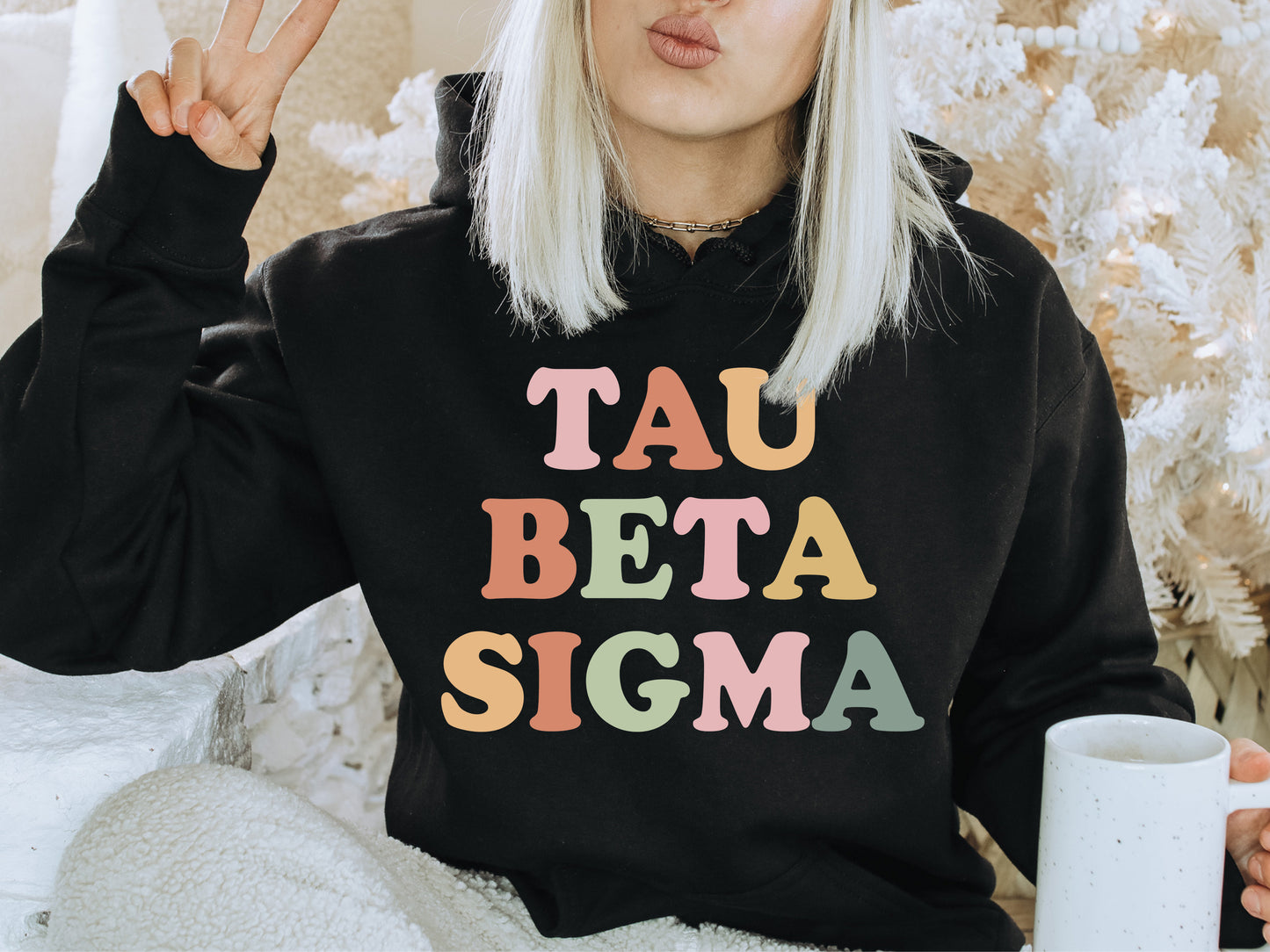 Tau Beta Sigma Bright and Colorful Sorority Hoodie _ 3481g