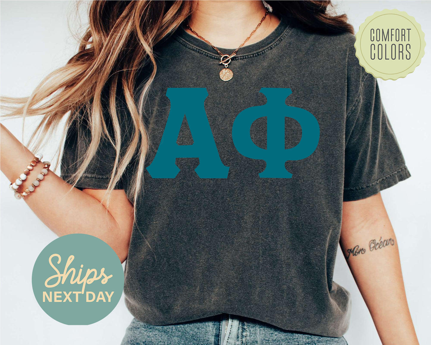 Alpha Phi Back to the Basics Comfort Colors Sorority T-shirt _ 627g